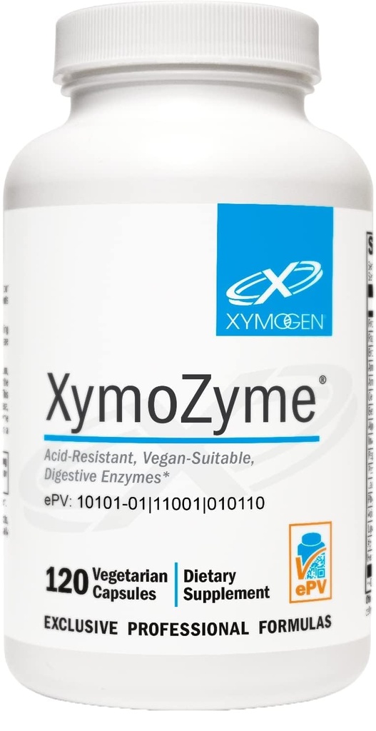 XYMOGEN XymoZyme - Digestivní enzymy pro ženy a muže s proteázou & Bromelain - Acid Residant, Vegan Digestive Enzymy pro Gut zdraví & Bloating Relief (120 Kapsle)
