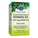 Přírodní faktory Vitamin D3 125mcg (5 000 IU), Vegan Biologicky vylepšený, 60 Vegetariánských kapslí