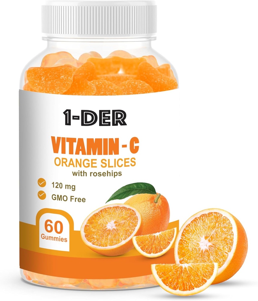 Vitamin C Gummies 120mg - doplněk imunitní podpory 124; Oranžové ochucené gumy 124; Zvýšení energie a well- bytí 124; Non- GMO, gluten- Volný denní zdravotní doplňky 124; 60 Počet