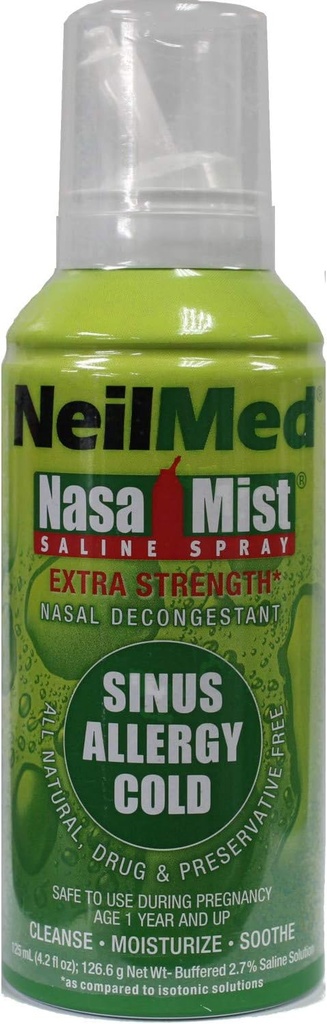 NeilMed Extra síla NasaMist Saline Nasal Spray Drug Free Nasal Decongestant 4.2 fl oz, (balení po 2)