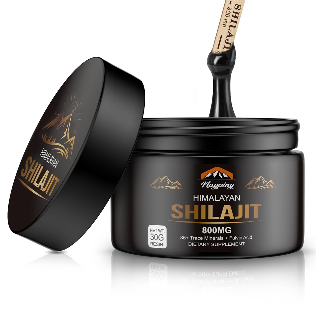 Shilajit Pure Himalayan Organic Resin - 800mg Gold Grade Shilajit Resin with Fulvic Acid & 85 + Trace Minerals Complex for Energy, Strength & Immunity, Shilajit for Men & Women, 800mg