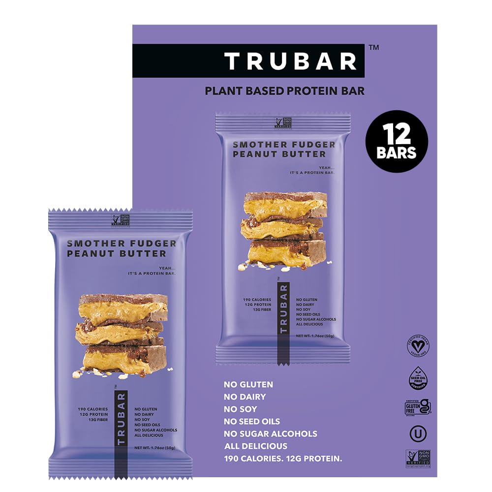 Veganské proteinové tyčinky TRUBAR - máslové arašídové máslo, syrové máslo zdarma, mléčné tyčinky zdarma, gluten zdarma proteinové tyčinky - No Sugar Alcohols - Non- GMO - 12g proteinu - 12 Počet