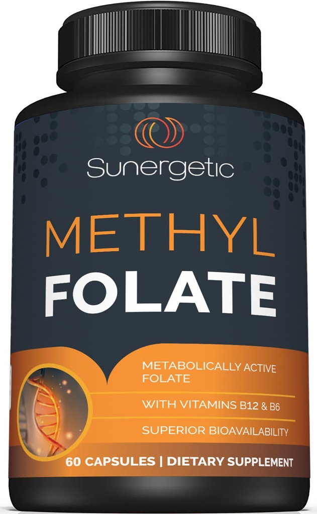 Supplementační premium methyl-folát - s methylovaným vitaminem B12 a vitaminem B6 - metabolicky aktivní folát jako Magnafolát - Methylfolát 400 mcg na tobolku - 60 tobolek