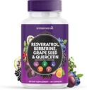 Resveratrol Berberine Grape Seed Extract Quercetin - Polyfenol dodatek s Noni Extract, N- Acetyl Cysteine, Acai Extract - Made in The USA - 60 Kapsle