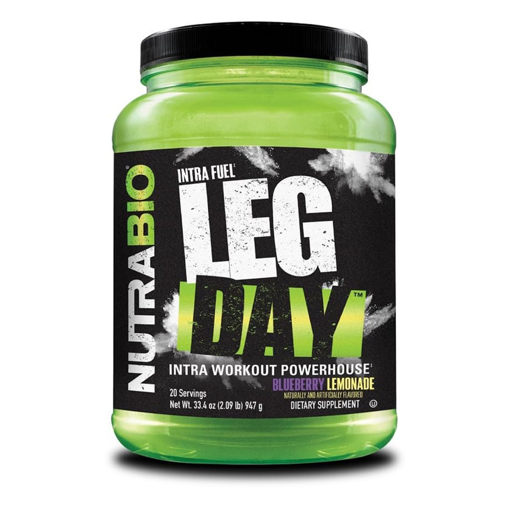 NutraBio Leg Day Intra Workout Powder - Advanced Carb Supplement with Cluster Dextrin & Electrolytes - Karb Powder with EAA / BCAA - Cyclic Dextrin for Performance - Blueberry Lemonade, 20 Servings