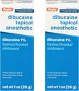 Rugby Dibucaine Topical Anestetic 1% Hemeroid Ointment - Pain Relief Cream for Stening and Burning, Hemeroid Treatment, Anti Itch Cream 1 Oz (2 Pack)