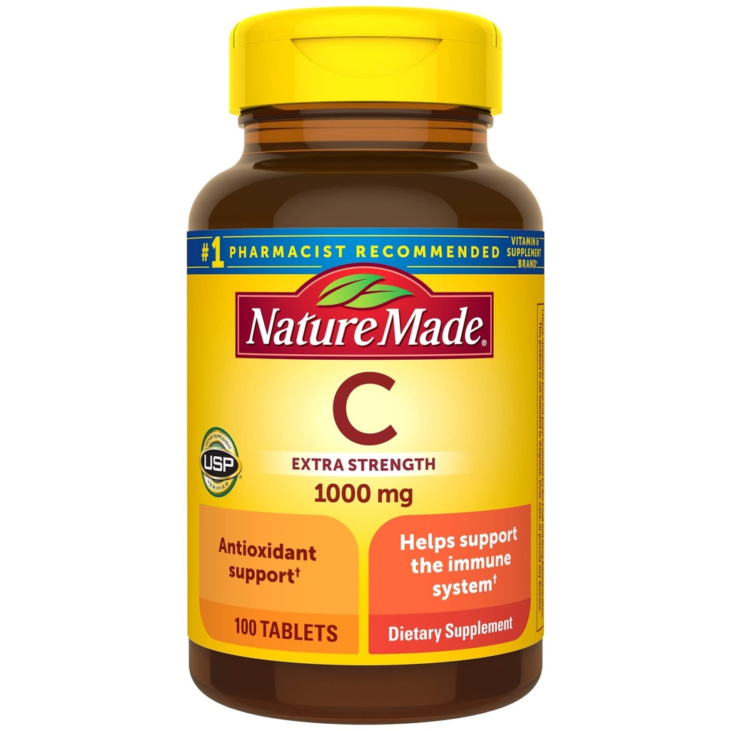 Příroda Made Extra Strength Vitamin C 1000 mg, dodatek stravy pro imunitní podporu, 100 tablet, 100 denní zásobování