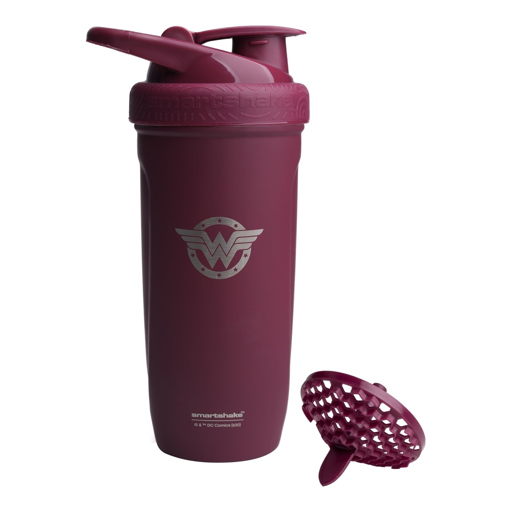 Smartshake DC COMICS Reforce Stainless Steel Shaker Bottle 900 ml OF 124; 30 oz - Leakproof Screw-on Lid - BPA Free - Unisex - Neizolovaný - Wonder Women Logo