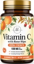 Vitamin C dodatek 1000mg - Extra síla s Rose Hips Bioflavonoidy - Bezcukerné vitamíny C Žvýkací pilulky, Příroda Vit C pro imunitní podporu a antioxidační ochranu - 60 Žvýkací tablety