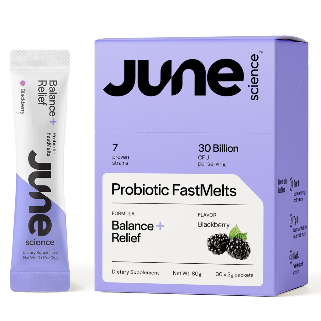 Balance + Relief current 124; Fast Melt Pre + Probiotic for Mood & Stress - BlackBerry Flavor, 30 Powder Sachets