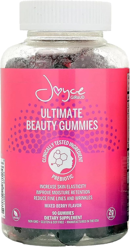 Joyce Giraud Ultimate Beauty Gummies, 30denní dodávka, podporuje hydrataci pokožky a zdravou pleť Tone, 90 gummies