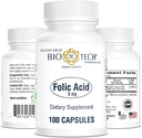 Bio-Tech Farmaceutická kyselina listová (5mg, 100 Počet)