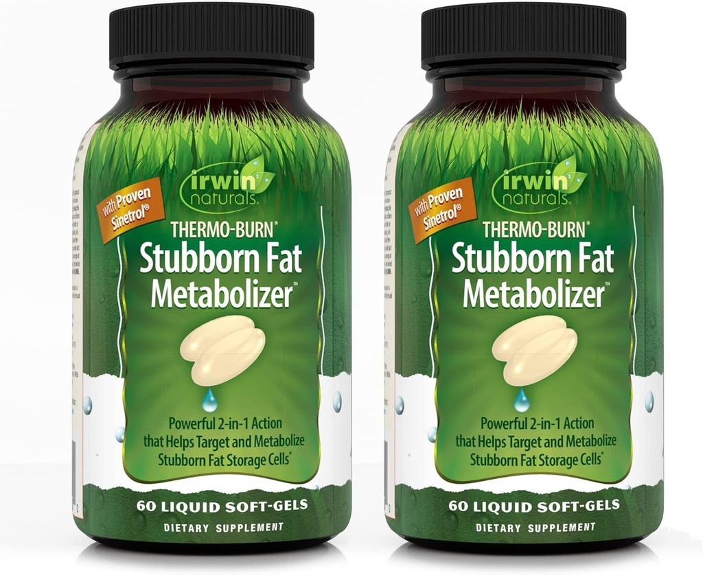 Irwin Naturals Thermo- Burn Stubborn Fat Metabolizer - 60 Liquid Soft- Gels, Pack of 2 - Pomáhá cílový & Metabolize Stubborn Fat Storage Cells - 40 Celkové služby
