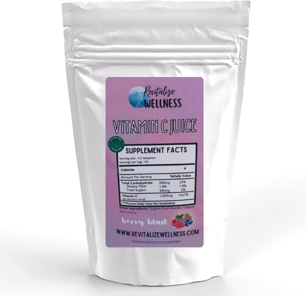Vitamin C Juice Powder 124; 1000 mg vitamin C jako kyselina askorbová na porci vitaminu 124; Berry Blast Flavor 124; No Add Sweetener PHAR124; 150 Servings