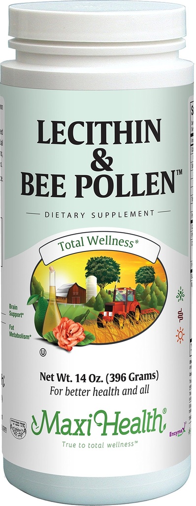 Maxi Health Lecithin & Bee Pollen - Podpora mozku, energie a trávení - 14 Oz Powder - Kosher