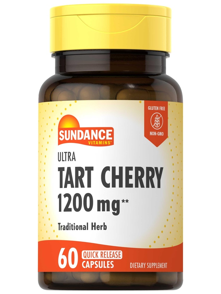Sundance Tart Cherry Capsules 1200mg Suplement 124; 60 Count Current 124; Traditional Herb Current 124; Non- GMO a gluten Free Suplement