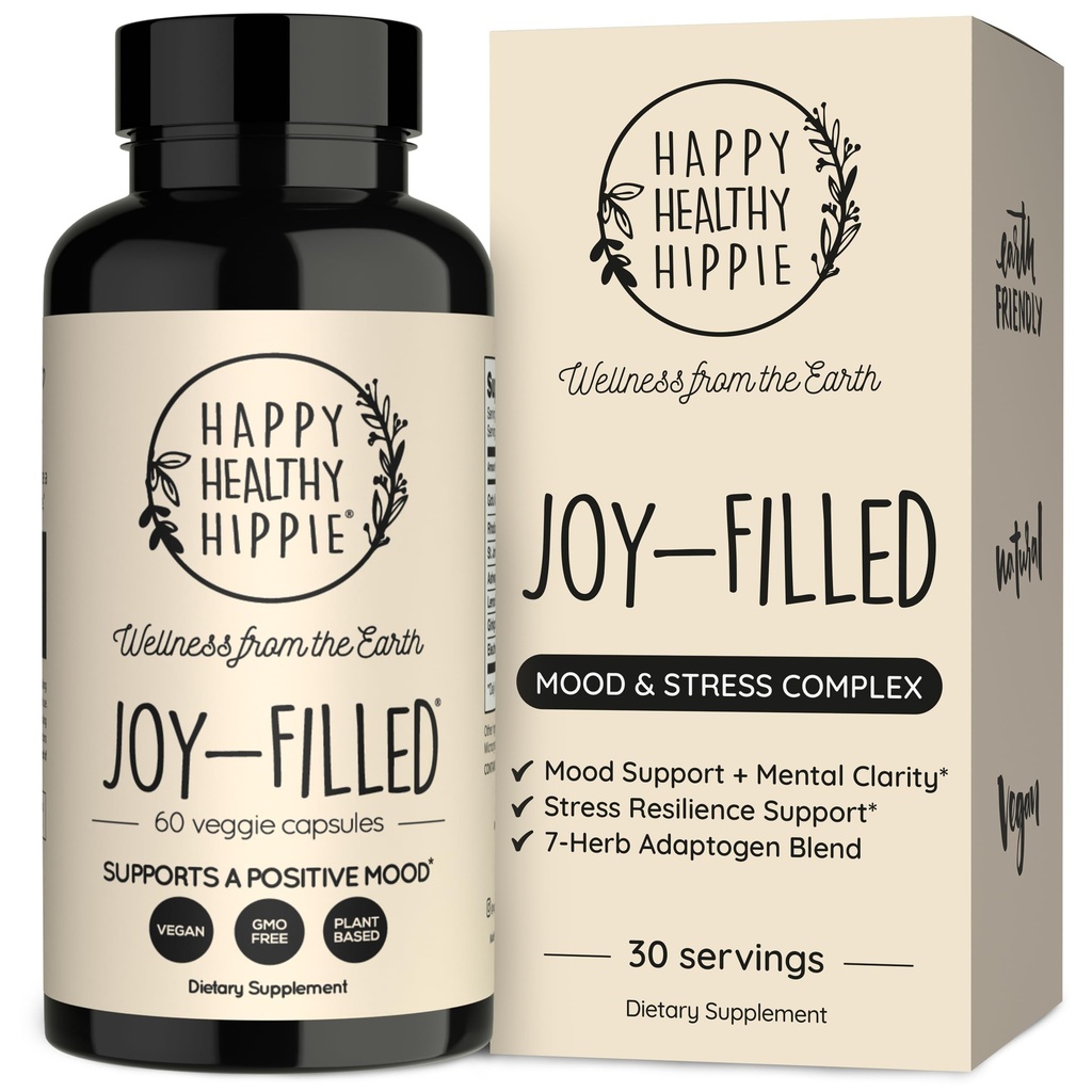 Joy- Plněné Mood Supplement - 7 Herb Complex w / St. Johns Wort Relief - Pomáhá uklidnit mysl a tělo 124; 100% Plant- based Happy Pills, Ashwagandha, Rhoddiola Rosea PHAR124; Adaptogeny, 60 Ct