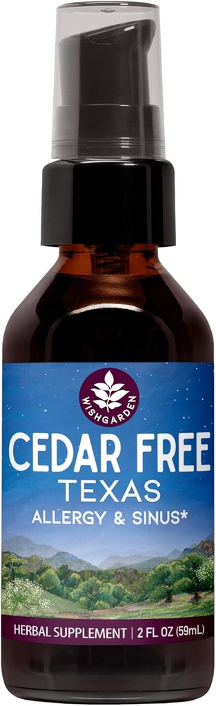 WishGarden Byliny Cedar- Free Texas Alergie & Sinus - Plant- Based Herbal Alergie Relief pro dospělé, Pomáhá Soothe Cedar Fever Symptomy, Zóna 5 Alergie Formule, Texas Cedar Fever Alergie Relief Kapky, 2oz