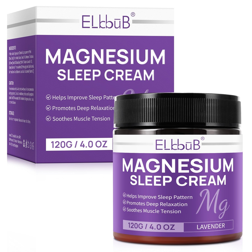 Magnesium- krém na spaní - obohacený mandlovým olejem, levandulí a vitamínem E pro hluboké relaxace - Přírodní hořčičná krém na kůži a rychlou absorpci - Levandule