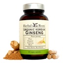 Herbal Roots Panax Ginseng Fren124; Organic Korean Ginseng Root Powder 124; 1000mg French 124; High Ginsenosids for Energy & Performance Fing124; 60 Veganských kapslí