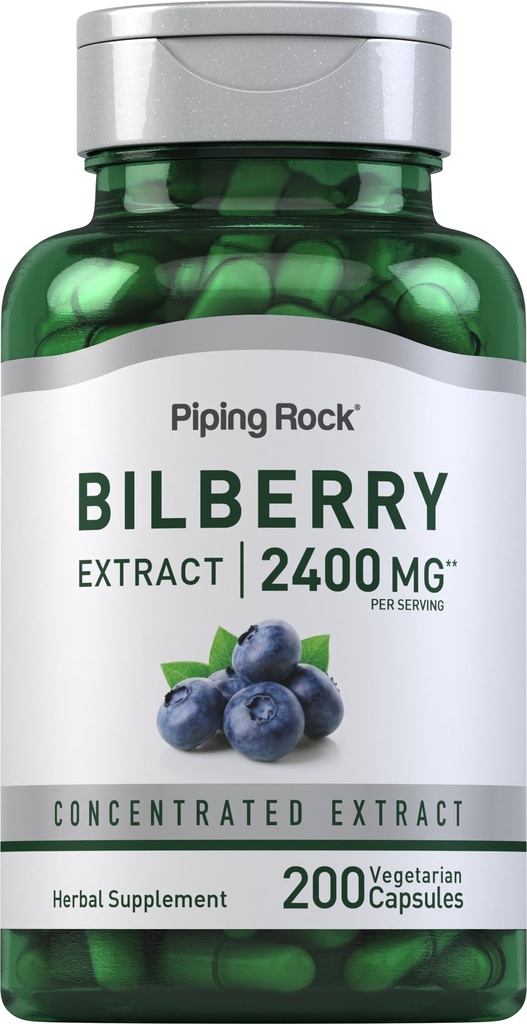 Piping Rock Bilberry Extract Kapsle 2400mg 124; 200 pilulky 124; Bylinné Extract Dodatek 124; Vegetariánské, Non- GMO, gluten zdarma