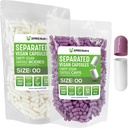 XPRS Nutra Vegan Velikost 00 Oddělené kapsle - 1000 Hrabě Premium Prázdné kapsle Oddělené v sáčcích - 00 Pills Prázdné pro DIY Supplement Filling (Lavender / White)
