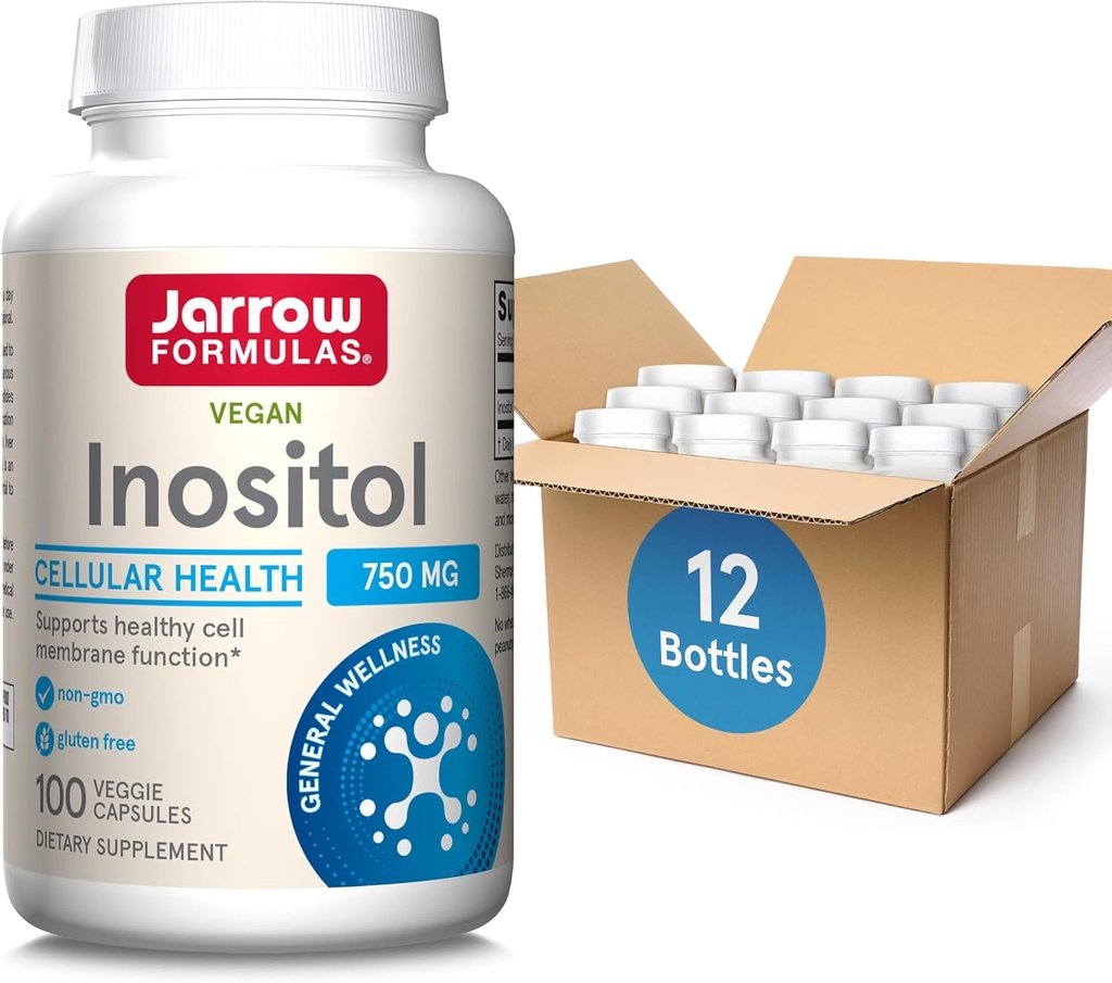 Jarrow Displaas Inositol 750 mg, dodatek stravy, Podpora jater pro buněčné zdraví a obecné wellness, 100 Veggie Kapsle, až 100 denní zásoba (balení OF12)