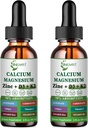 Kalcium Magnesium Zinkové kapalné kapky, tekutý hořčík Glycinát 500 mg vápníku 1000mg s vitamínem D3, K2, B6, B12, Coq10,6X Silnější než gumové kapsle (2 balení)