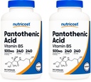 Nutricost Pantotenová kyselina (vitamin B5) 500mg, 240 tobolek (2 lahve)
