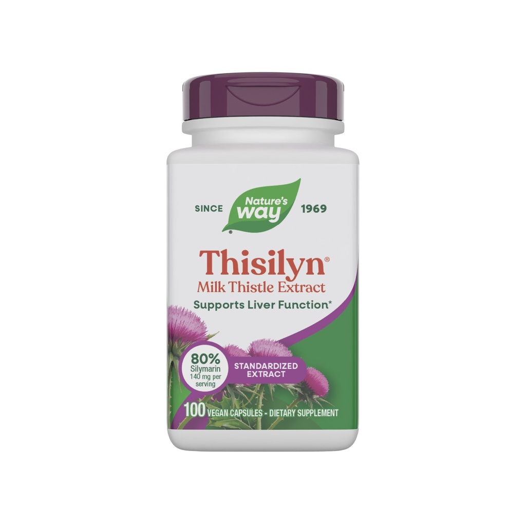Nature 's Way Thisilas with Standardized Milk Thistle Extract, Podporuje funkci jater *, Silymarin, Vegan, 100 Kapsle (Balení květen Vary)