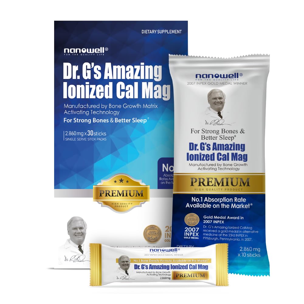 Dr. G 's Amazing Ionized Cal Mag 2,860mg (Premium) - Kostní síla a zdraví kostí dodatek s iontem vápníku a hořčíku práškem balení - 30 Sticks x 1 Pack (30 Počet)