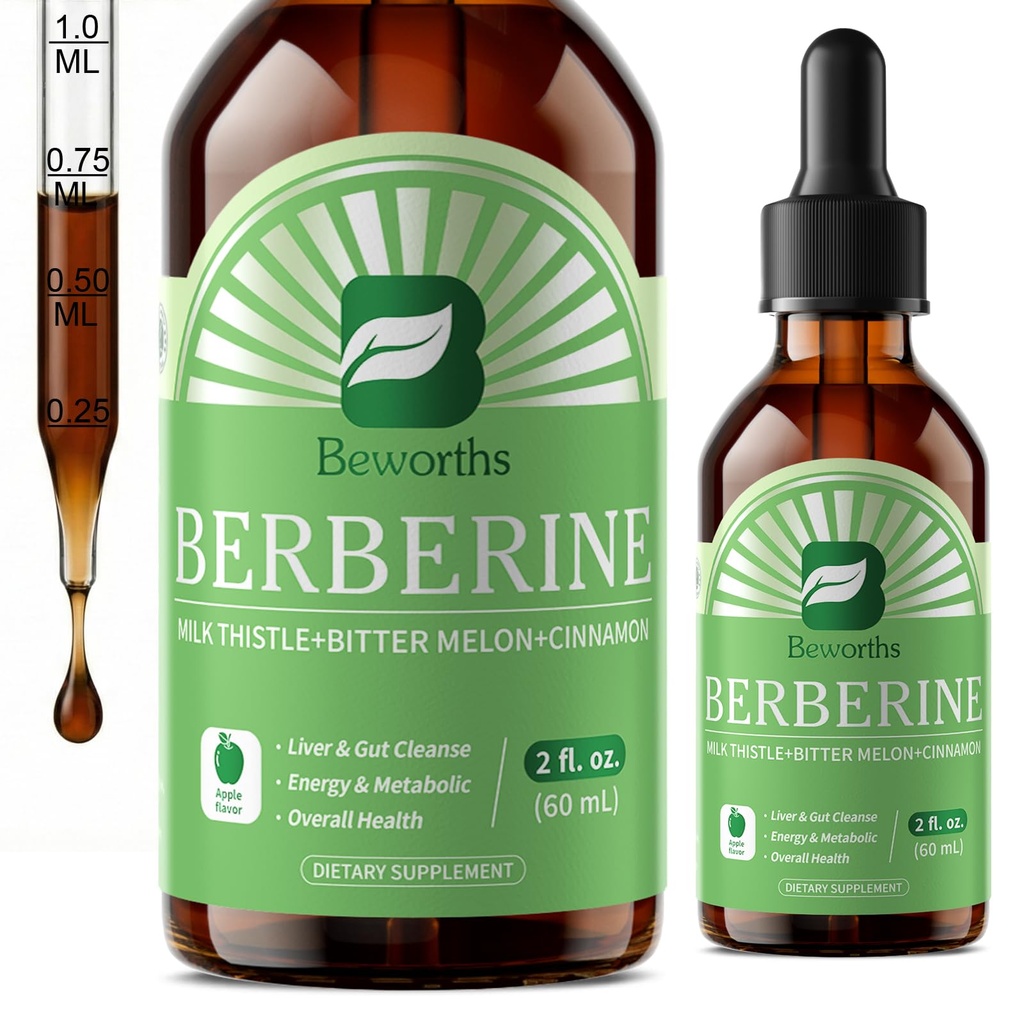 Berberine HCL dodatek s Ceylon Skořice - Liposomal Berberine Phytosome Liquid Kapky s kurkumou, Ceylon Skořice, Hořký Melon, Mléko Thistle, Aktivátor AMPK pro podporu trávení