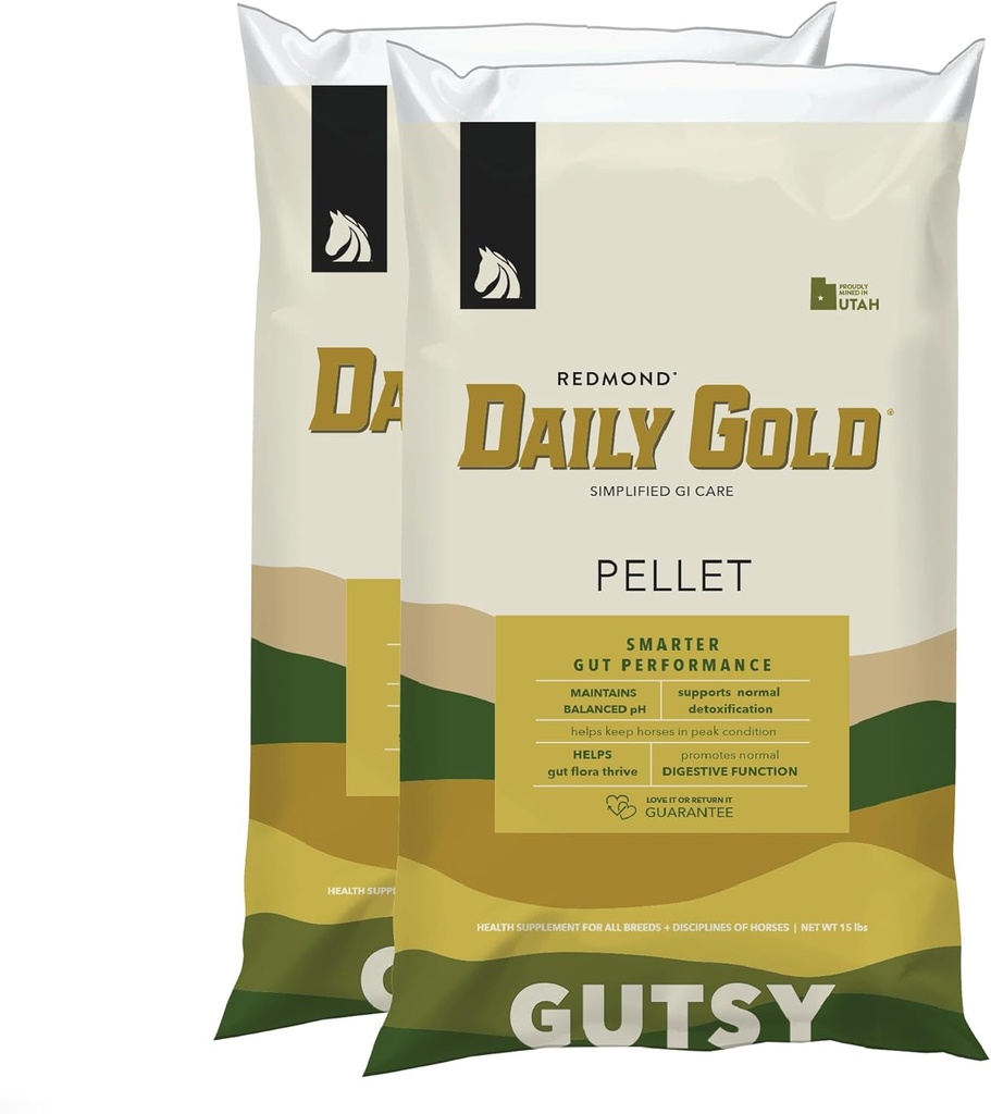 REDMOND Denní Gold Pellet Stress Relief, Přírodní hojení Clay pro žaludeční vředy v koních (2 Pack)