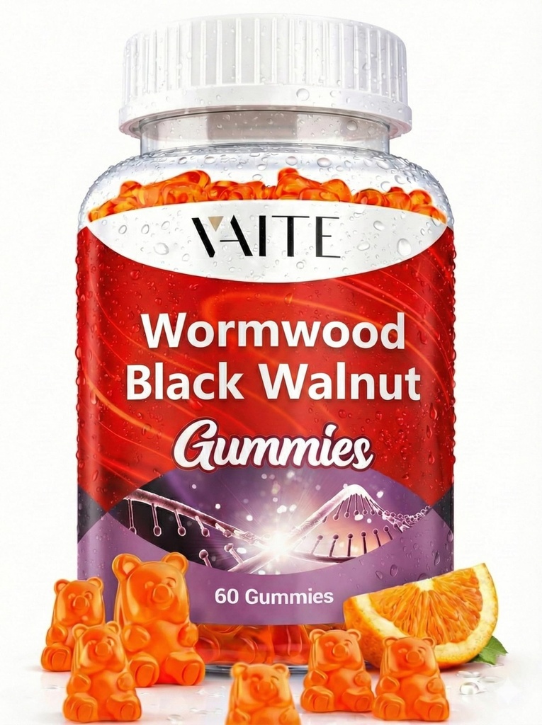 Black Walnut Wormwood Gummies - Bylinné doplňky s Artemisia Annua Herb & Juglans nigra Hull pro dietní wellness & přírodní tělo čištění, Non- GMO & gluten zdarma doplňky - 60 Žvýkačky