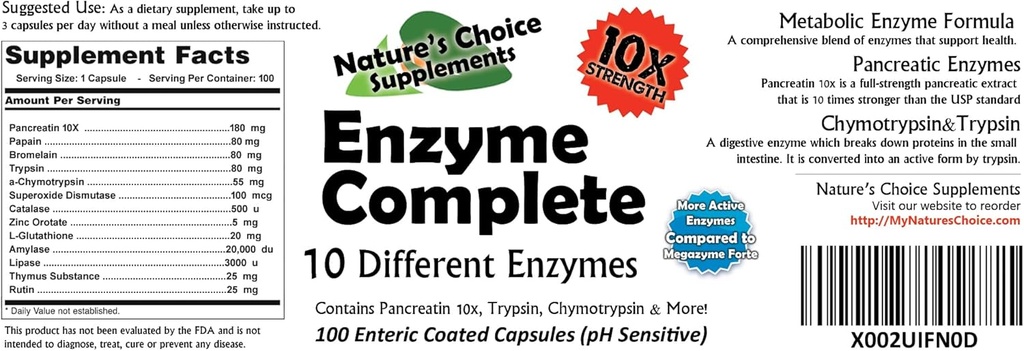 Enzym Kompletní s chymokrypsin, trypsin & Více