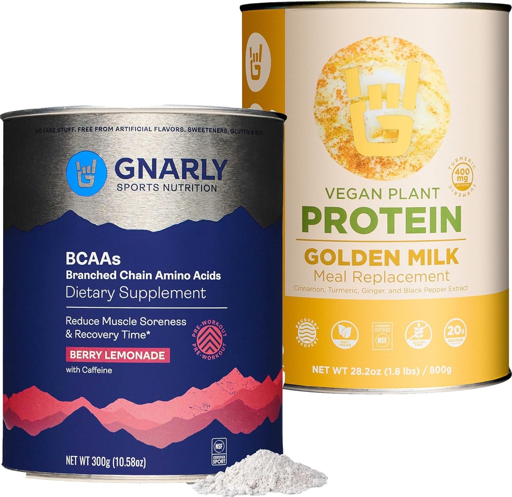 Gnally Nutrition Golden Milk Vegan Protein Powder BCAAs Berry Lemonade (10.58oz)