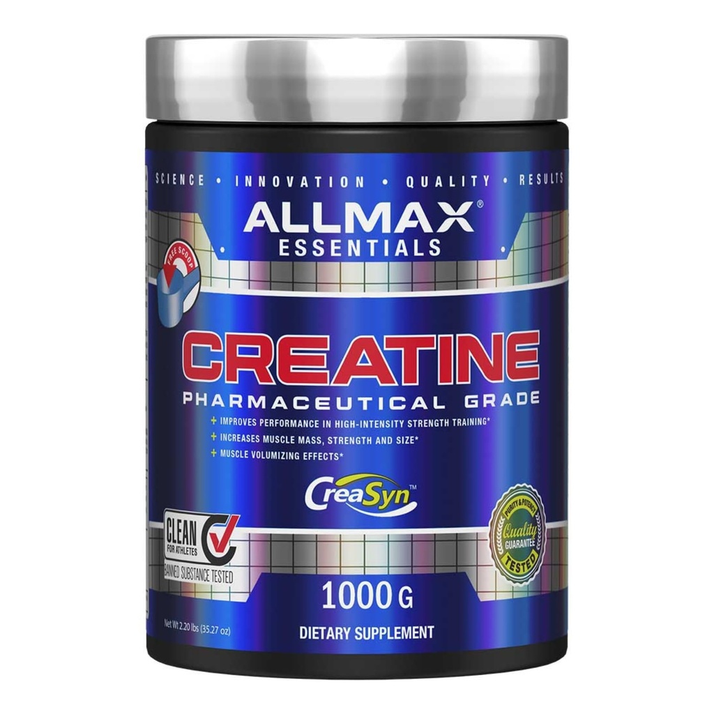 ALLMAX Essentials CREATINE - 1000 g prášek - zlepšuje intenzitu výkonu a výcviku - Vegan & gluten zdarma - 200 Služeb