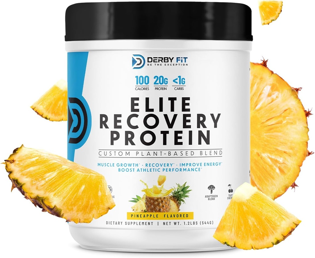 Derby Fit Elite Recovery Protein Clean, Low Carb Recovery Protein Powder for Women & Men - Gluten Free, Vegan, Dairy Free, Ananas Delight - 20 Služeb (balení po 1)