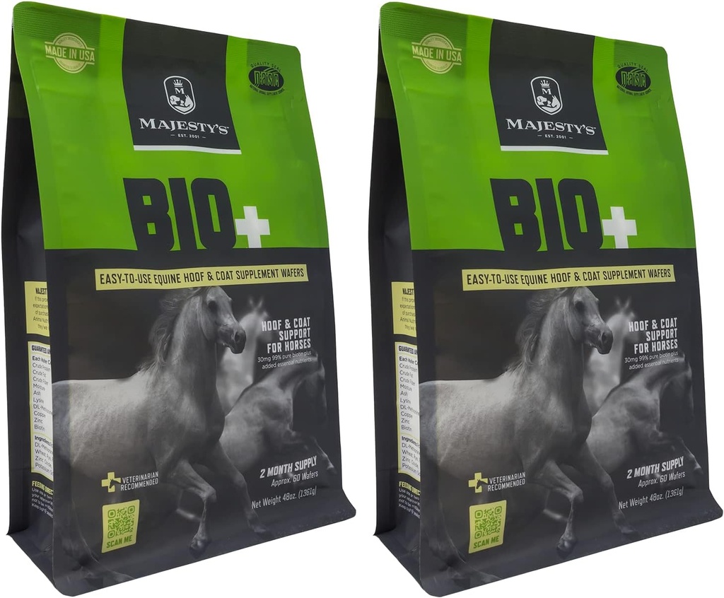 BIO + Biotin Wafers - Superior Horse / Equine Hoof and Coat Support Supplement - Měď, zinek, lysin, Methionin (2 balení (120 celkem))