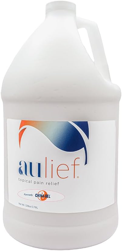 China- Gel Aulief Pain Relief Cream Artritida & Muscle Rub for Sore Muscles & Joint Pain, Neck, Knee & Back Aches, Premium Dye- Free White Topical Gel, 128 oz Bottle