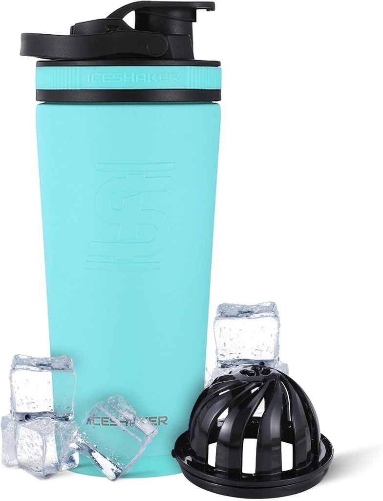 Ice Shaker Izolated Stainless Steel Shaker Lahvička 124; 26oz, Mint Yound124; Zima pro 30 + Hodiny Yound124; Izolated Cup with Twist- on Agitator You124; Odor- Free Bottle for Protein Shakes, Water, Smoothies, Cocktails
