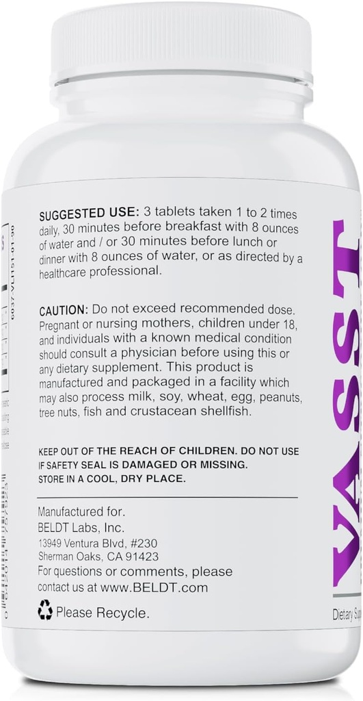 BELDT Labs VASST Nitric Oxide Booster, N.O. dodatek s více než 3,000mg Arginine- AKG, OKG, GKG, a L-Arginin HCL pro budování svalů a zlepšení vaskularity - 90 Tablety