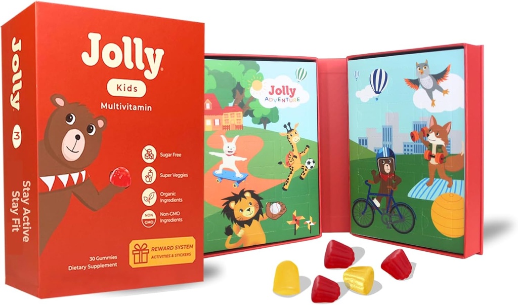 Jolly Adventure ®: Nejlepší dětské vitamíny pro zdravá tělíčka pailed s zábavnými denními aktivitami pro vývojový úspěch - Téma: Pomozte dětem milovat cvičení a zůstat fit