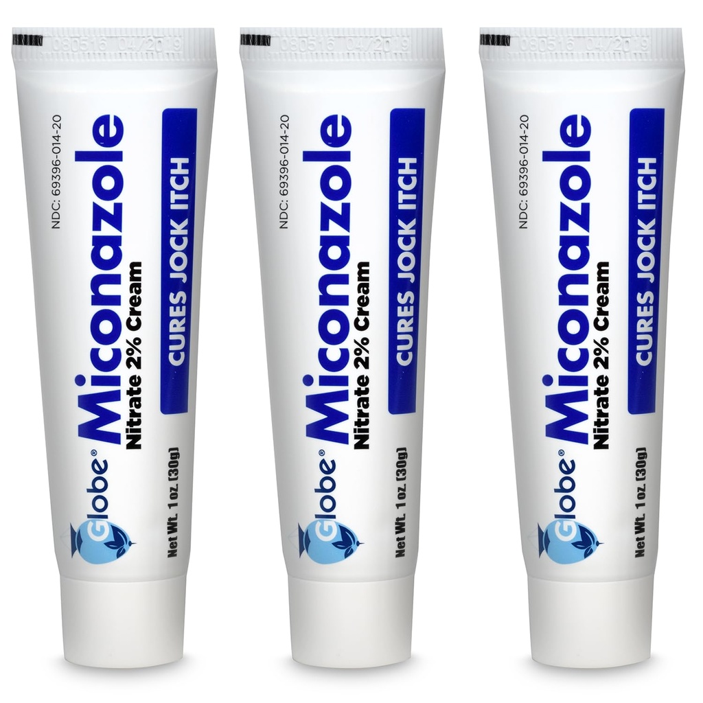 Miconazole Globe (3 Pack) Nitrát 2% Cream 1 oz, Vyléčí nejvíce sportovců nohy, Jock Itch, Ringworm a další.