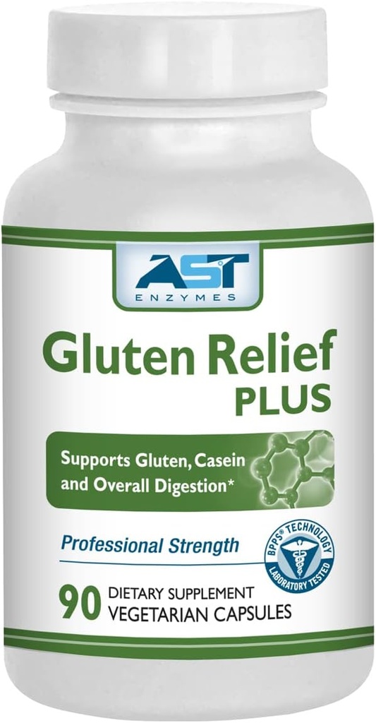Gluten Relief Plus - 90 Vegetariánských kapslí - Gluten Digestion Support - Premium Natural Digestive Enzyme Formule - Obsahuje DPP-IV Enzyme Complex - AST Enzymy