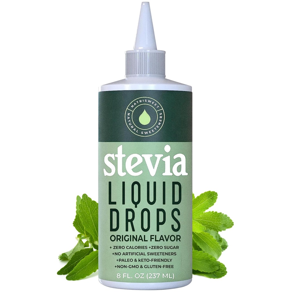 Stevia Liquid Drops, 8 Fl oz, 1823 Serings, Pure Concentrated Drops with Zero Calories & Zero Carbs, Delicious Sub Sub Great for Keto & Paleo Diets, by Natrisweet