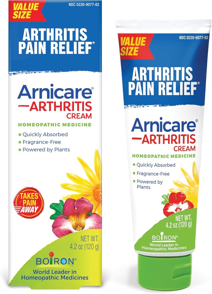 Boiron Arnicare Artritis Cream for Pain Relief of Knees, Hands, Wriers, Elbow, Joints & Muscles - Rychle Absorbed & Fragrance- Free - 4.2 oz