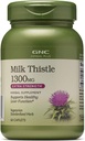 GNC Bylinné Plus Mléko Thistle 1300mg Dodatek, Extra síla, Vegetariánské, Podporuje zdravé funkce jater, 60 Služeb