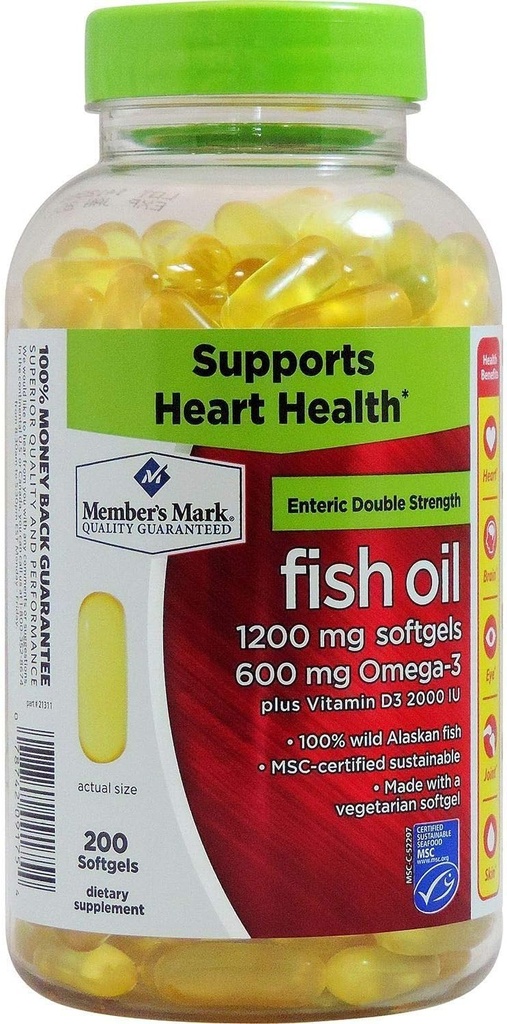 Člen Mark Enteric Double Strength Fish Oil 1200mg (200 softgelů)