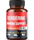 Premium Berberine dodatek s Ceylon, Ashwagandha, Kurkuma, Mléko Thistle, Elderberry & Black Pepper - Podporuje imunitní systém, Kardiovaskulární & Gastrointestinální - 60 Kapsle